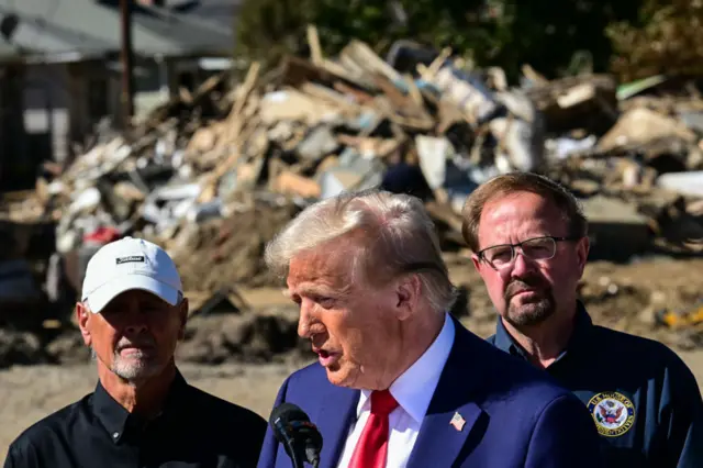 Donald Trump pictured during a press conference in Swannanoa, North Carolina