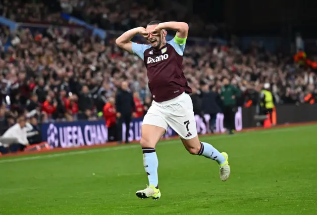 John McGinn of Aston Villa celebrates scoring his team's first goal