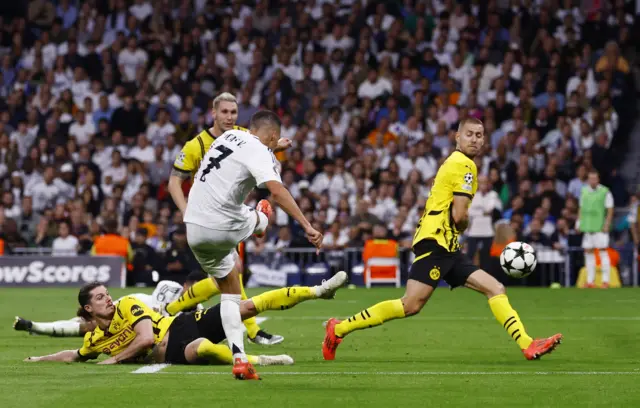 Real Madrid's Lucas Vazquez scores their third goal