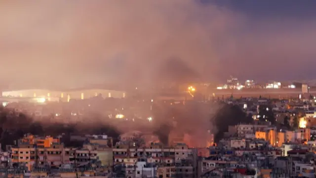 Smoke billows over Beirut's southern suburbs after an Israeli strike