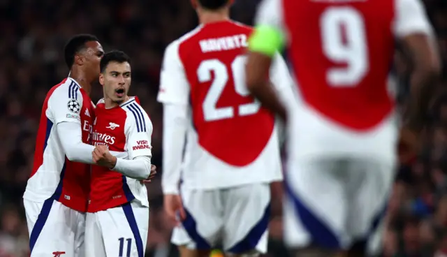 Gabriel Martinelli and Gabriel of Arsenal celebrates their side's first goal