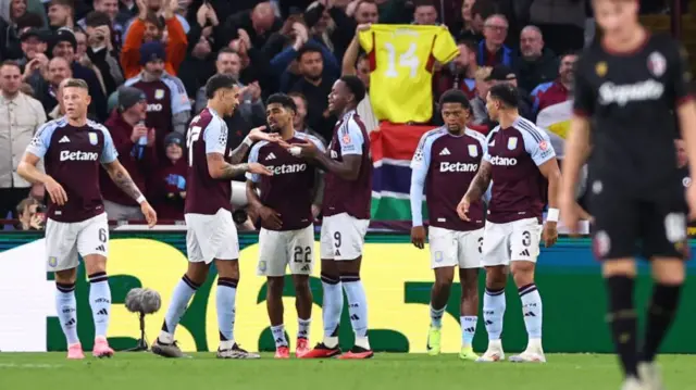 Jhon Duran of Aston Villa celebrates after scoring a goal to make it 2-0