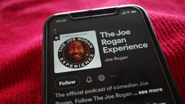 A screenshot of Joe Rogan's podcast is seen from above