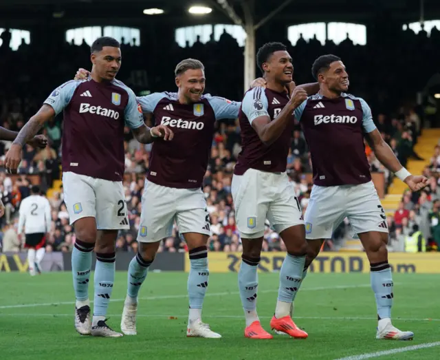 Aston Villa players celebrate