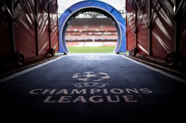 Champions League carpet at the Emirates