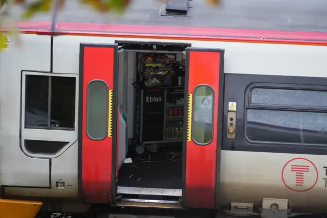 Picture of inside the train involved in the crash.