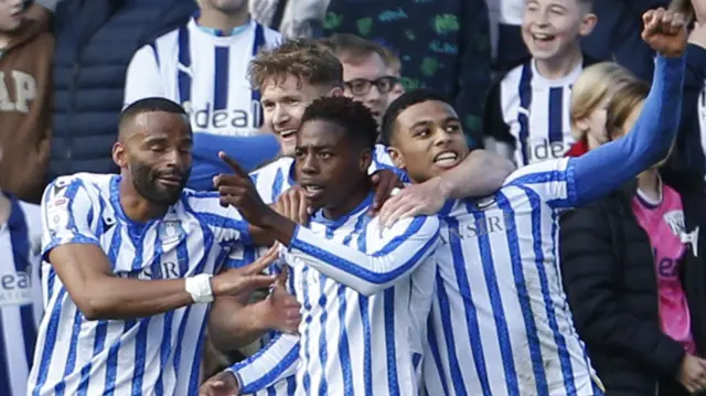 Sheffield Wednesday celebrate scoring against West Brom