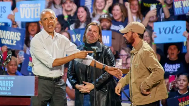 Obama and Eminem on stage