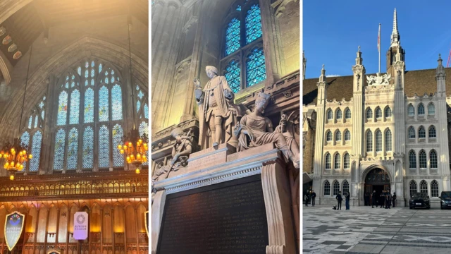 Split image of Guildhall in London