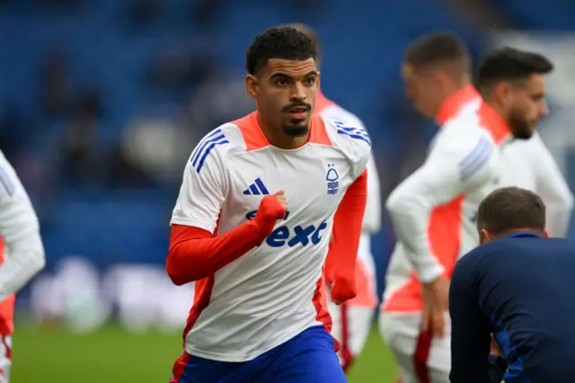 Morgan Gibbs-White warming up