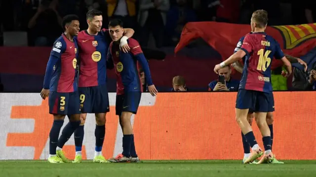 Robert Lewandowski celebrates scoring