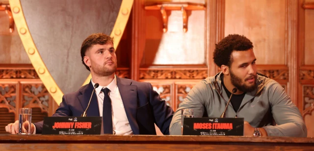 Johnny Fisher and Moses Itauma sit beside each other at a news conference