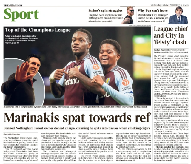 The Times sport page