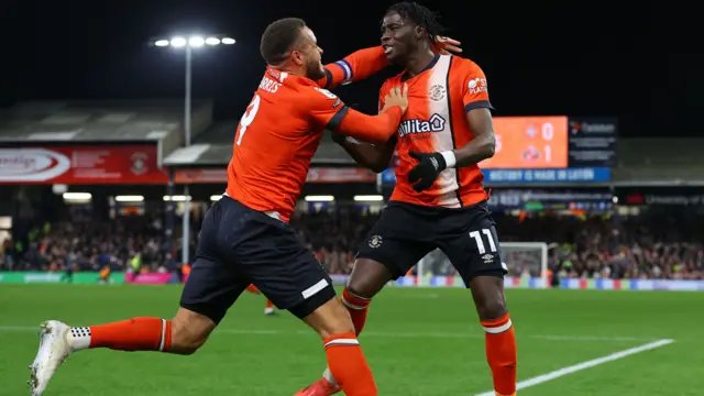 Luton celebrate scoring