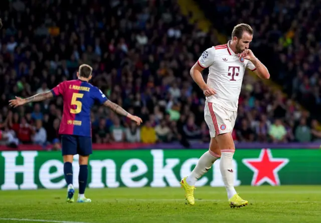 Harry Kane of Bayern Munich celebrates scoring his team's first goal