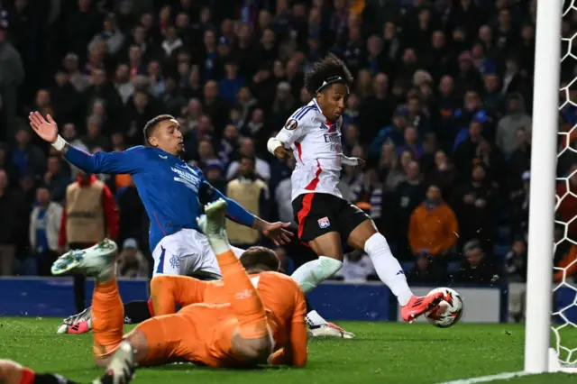 The impressive Malick Fofana scored twice for Lyon at Ibrox