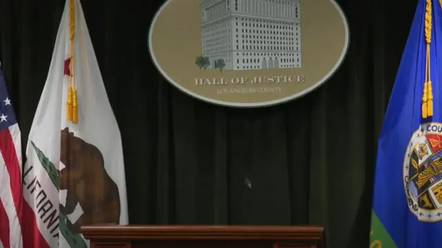 Podium at the Los Angeles County courthouse