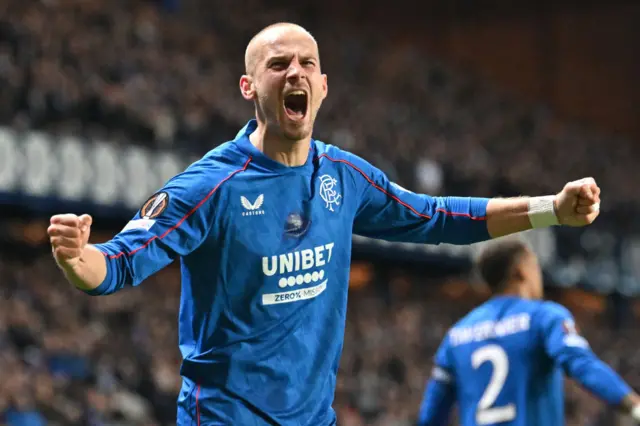 Vaclav Cerny celebrates after scoring their third goal