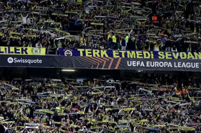 Fans of Fenerbahce SK show their support