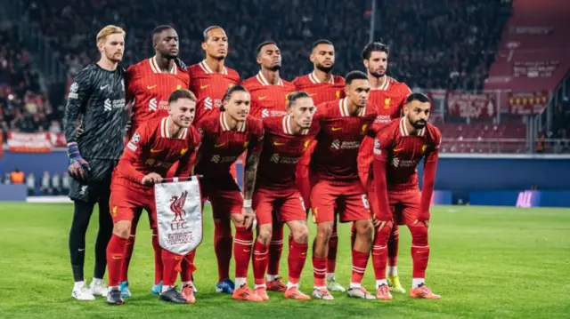 Liverpool team ahead of their Champions League win against RB Leipzig