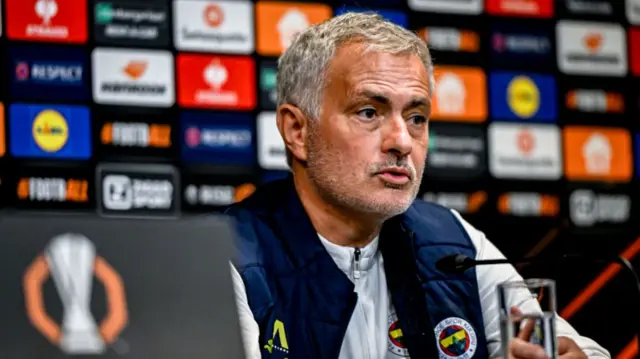 Jose Mourinho speaking during a press conference ahead of Fenerbahce v Man Utd