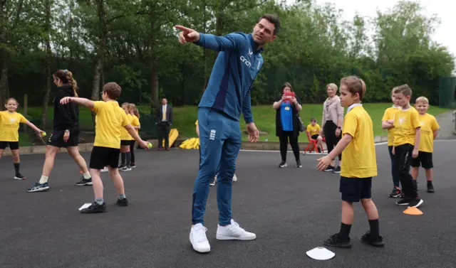 James Anderson playing cricket at school