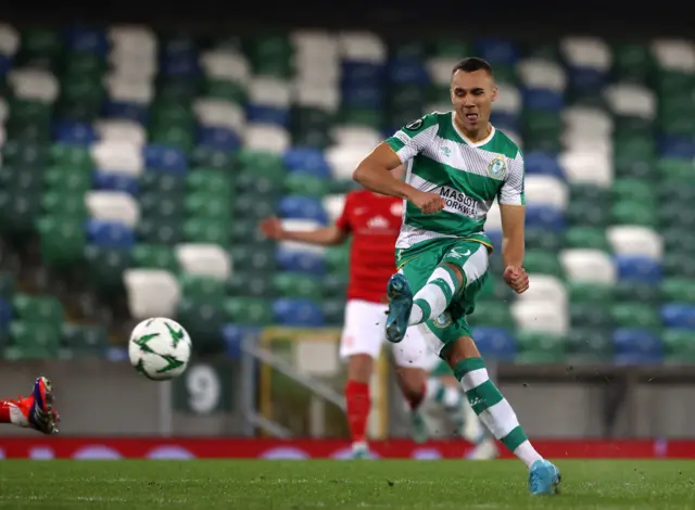 Shamrock Rovers' Graham Burke scores their side's fourth goal