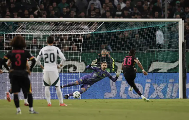 Chelsea's Christopher Nkunku scores their fourth goal from the penalty spot