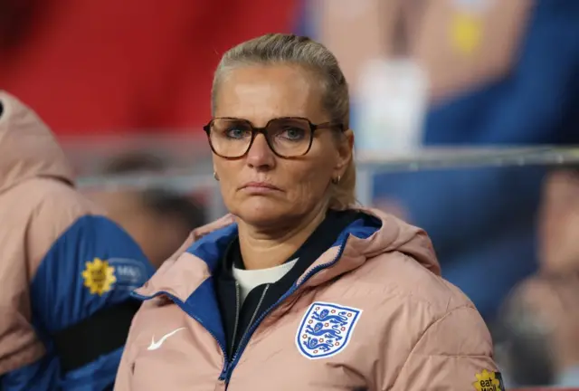 England manager Sarina Wiegman looking on