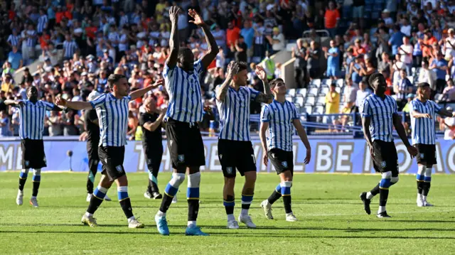 Sheffield Wednesday players celebrate a win