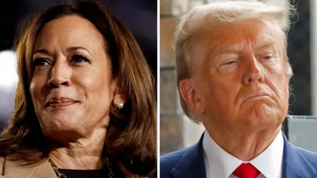 Democratic Vice President Kamala Harris and Republican opponent former U.S. President Donald Trump are seen in a combination of file photographs