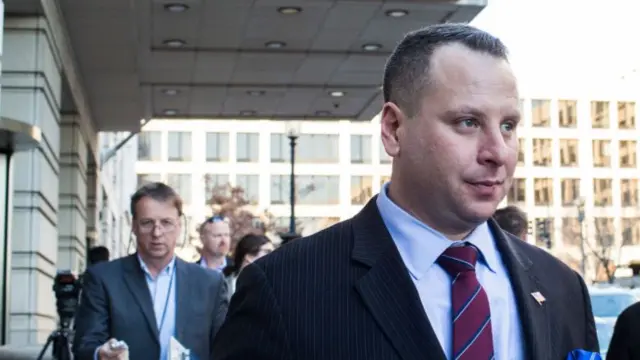 Former Trump campaign aide Sam Nunberg leaves the U.S. District Courthouse on March 9, 2018 in Washington, DC. Nunberg appeared before a grand jury as part of Special Counsel Robert Mueller's probe.