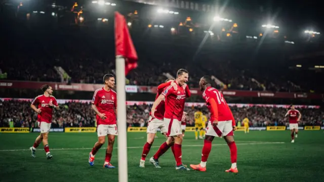 Nottingham Forest players celebrate