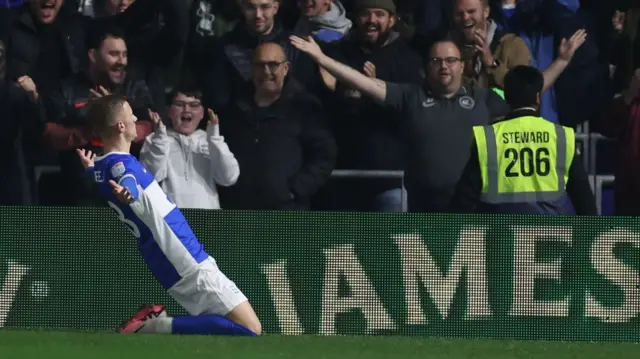 Jay Stansfield celebrates a goal