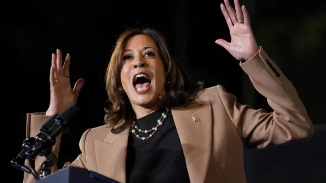 Democratic presidential nominee US Vice President Kamala Harris speaks at a rally in Georgia, U.S., on 24 October, 2024