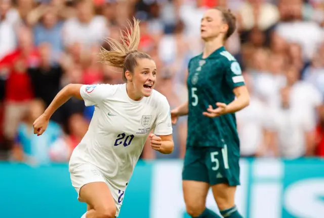 .Ella Toone scores for England in Euro 2022 final