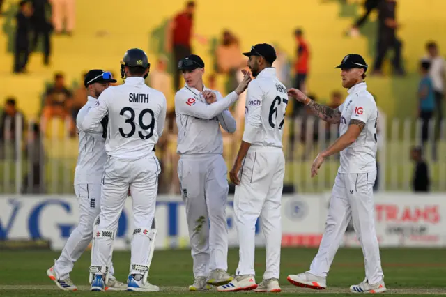 England players during third Test against Pakistan in Rawalpindi