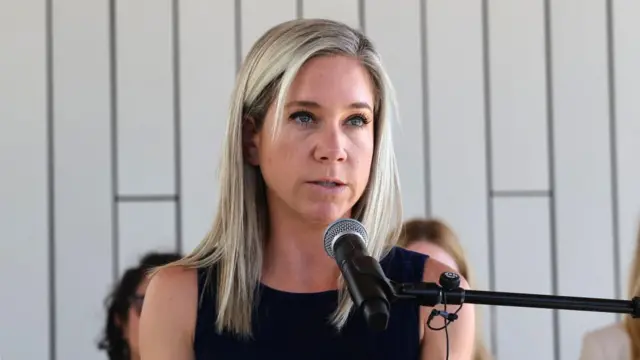 Amanda Zurawski speaks during a press conference at the Travis County Courthouse in Austin, Texas, USA, 19 July 2023