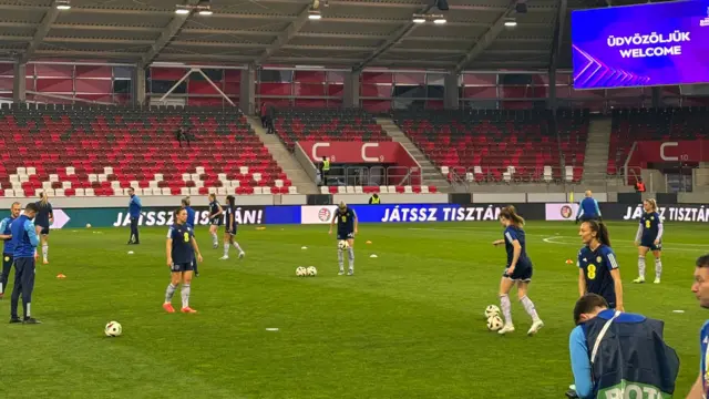 Scotland players warm up.