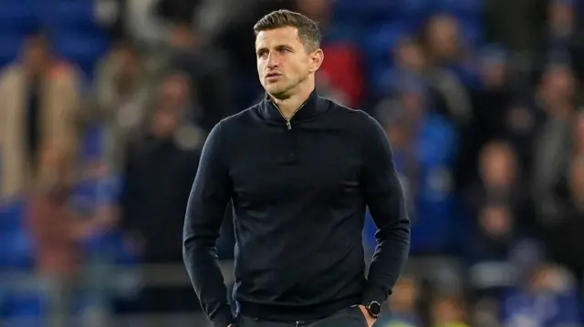 Portsmouth manager John Mousinho after the 2-0 defeat to Cardiff