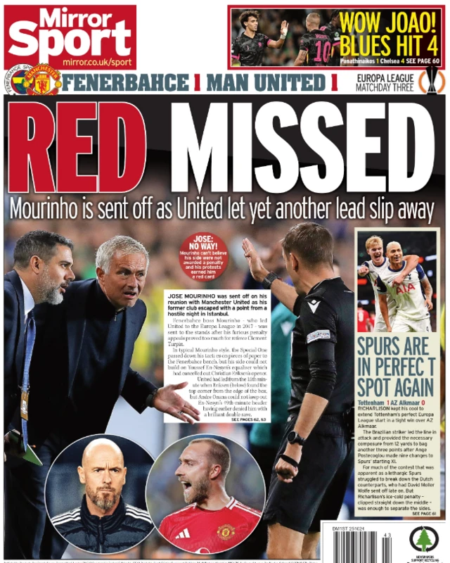 Back page of the Daily Mirror on 25 October 2024