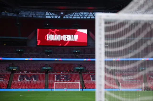 Wembley scoreboard from side goal view