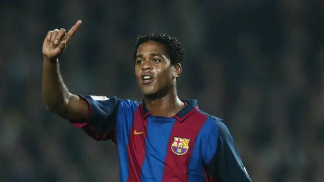 FC Barcelona Dutch Patrick Kluivert protests to the referee