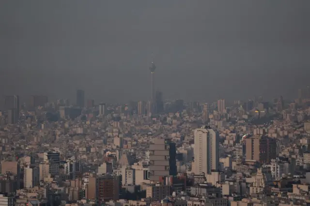 A general view of Tehran after several explosions were heard, in Tehran, Iran