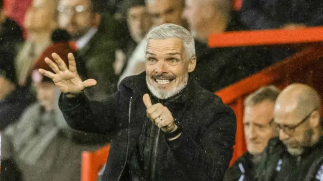 ABERDEEN, SCOTLAND - OCTOBER 26: Dundee United manager Jim Goodwin during a William Hill Premiership match between Aberdeen and Dundee United at Pittodrie Stadium, on October 26, 2024, in Aberdeen, Scotland. (Photo by Craig Williamson / SNS Group)