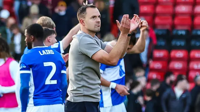 Birmingham City manager Chris Davies claps Blues fans