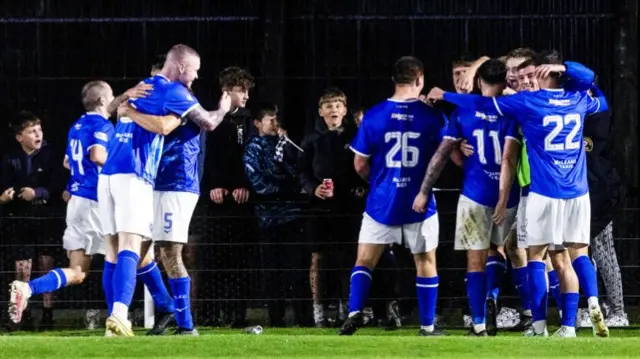 Stranraer players celebrating