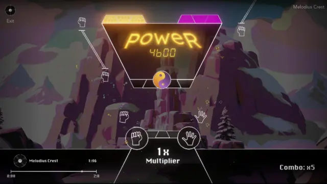 A screenshot showing the word POWER in the middle, with different hand gestures seem dropping to the bottom line of the screen