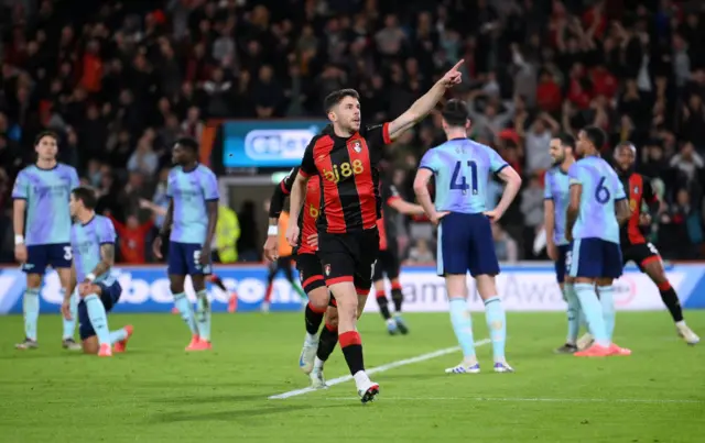 Bournemouth celebrate v Arsenal