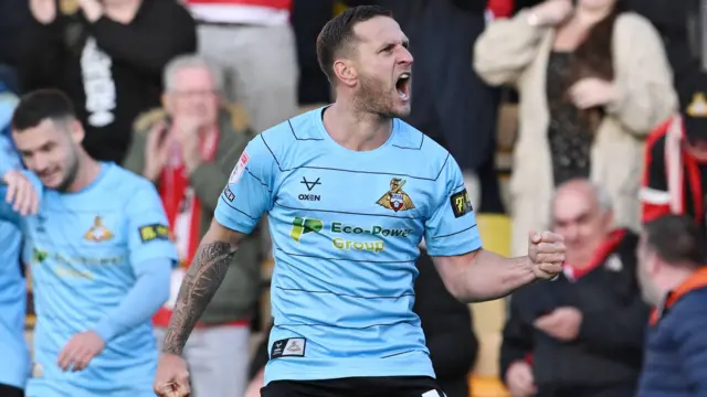 Billy Sharp celebrates his goal against Bradford.